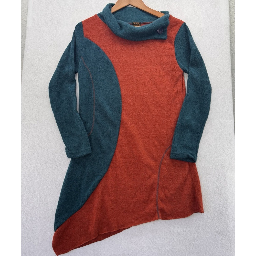 Rising International Color Block Tunic Dress L Boho Patchwork Boho‎ Hippie Y2K